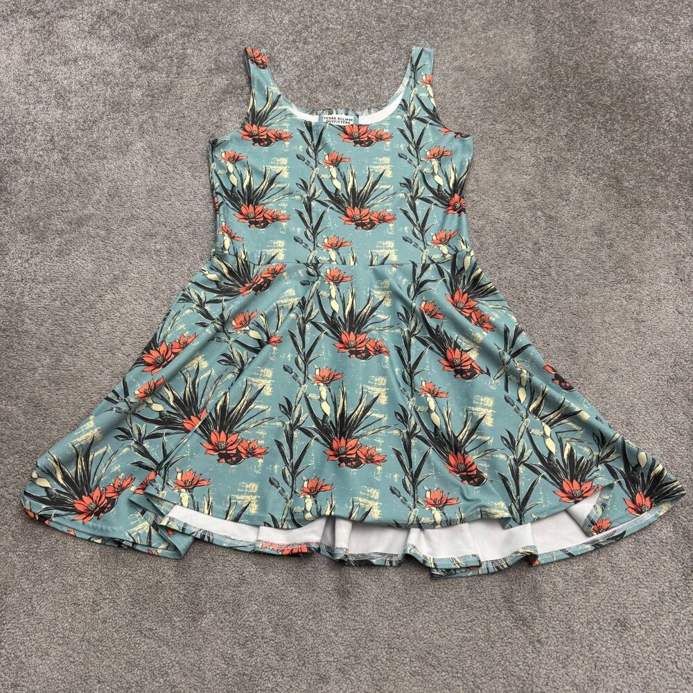Texas Eclipse Outfitters Cactus Floral A-Line Mini Dress Womens Large Sleeveless